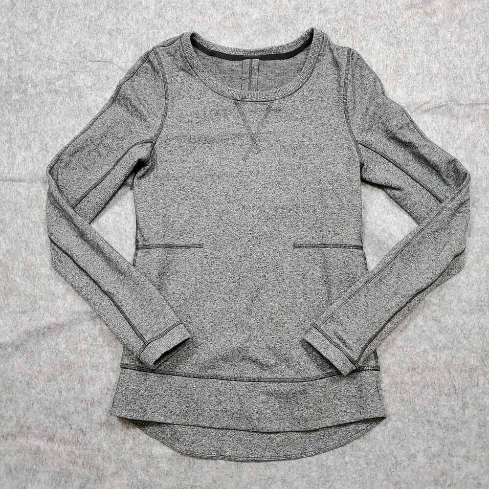 Lululemon‎ Top Womens Size 2 Exhalation Pullover II Heathered Speckled Gray Run